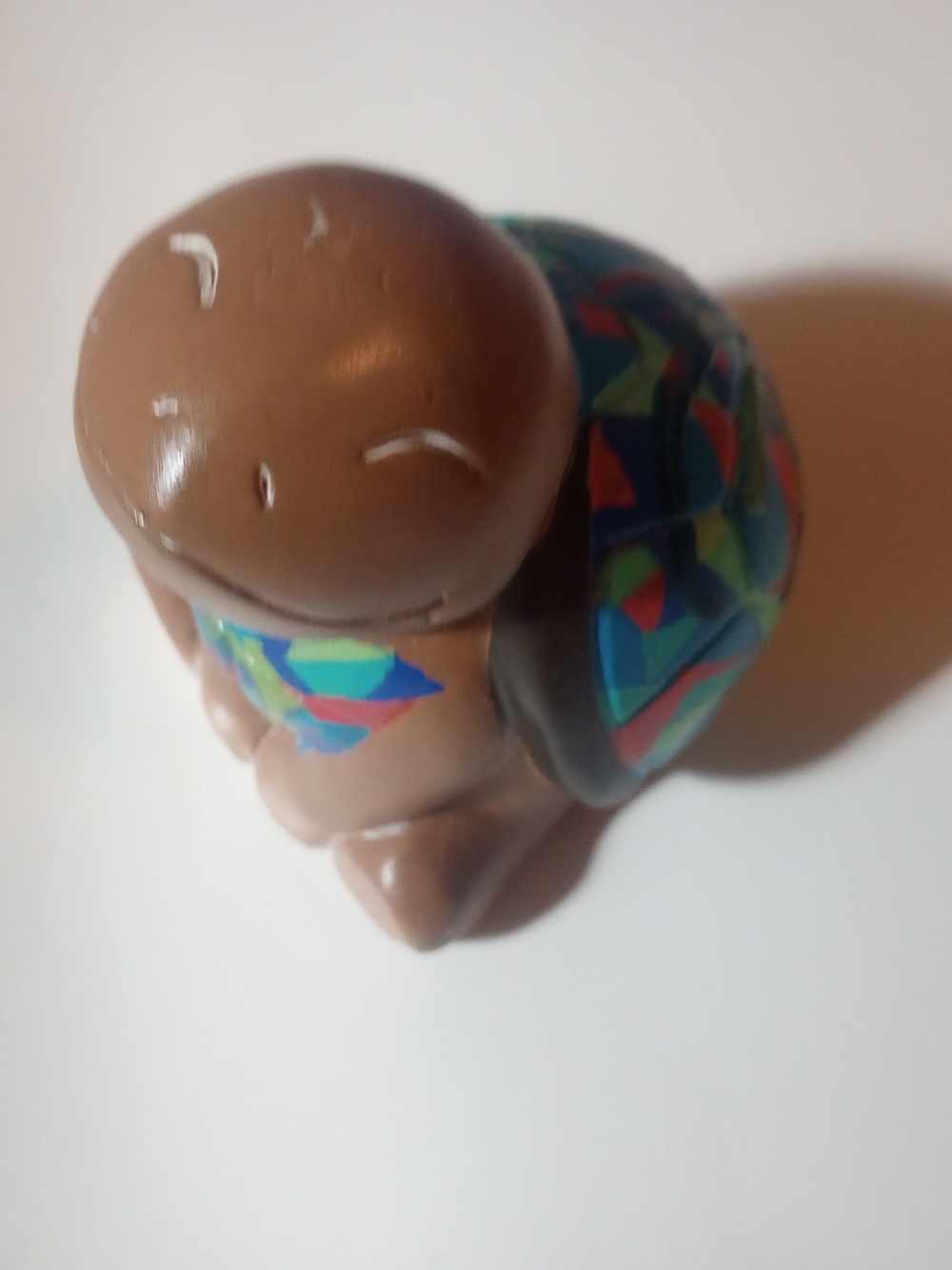 Cute Garden Turtle Figurine with Multicolor Shell